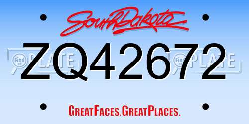 ZQ42672 South Dakota License Plate