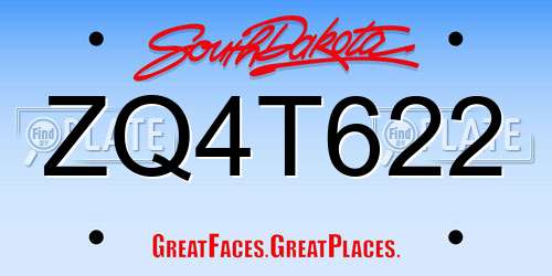 ZQ4T622 South Dakota License Plate