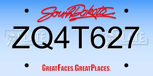 ZQ4T627 South Dakota License Plate