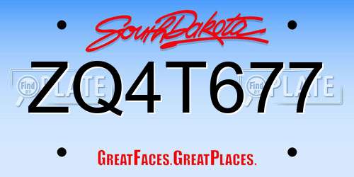 ZQ4T677 South Dakota License Plate