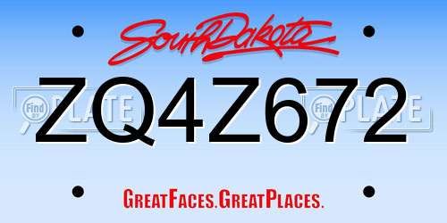 ZQ4Z672 South Dakota License Plate