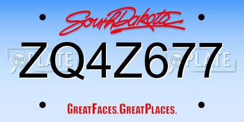 ZQ4Z677 South Dakota License Plate