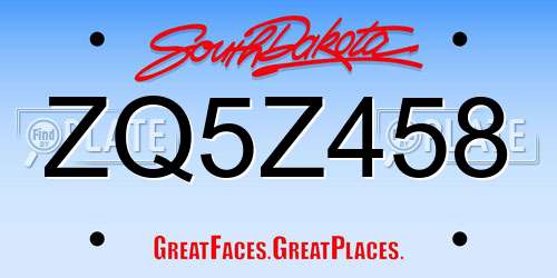 ZQ5Z458 South Dakota License Plate