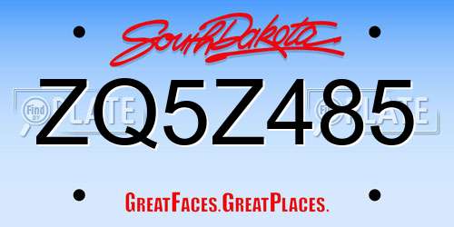 ZQ5Z485 South Dakota License Plate