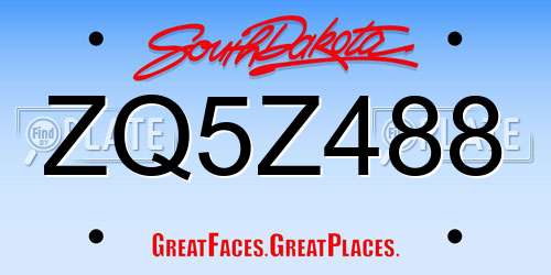 ZQ5Z488 South Dakota License Plate