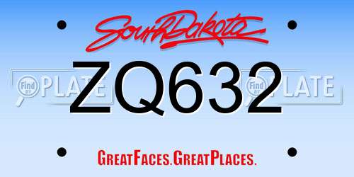 ZQ632 South Dakota License Plate