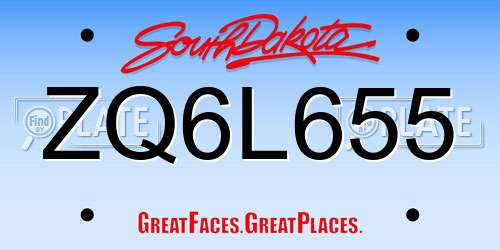 ZQ6L655 South Dakota License Plate