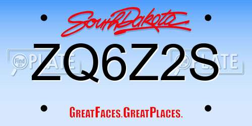 ZQ6Z2S South Dakota License Plate