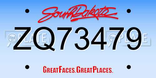 ZQ73479 South Dakota License Plate