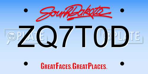 ZQ7T0D South Dakota License Plate