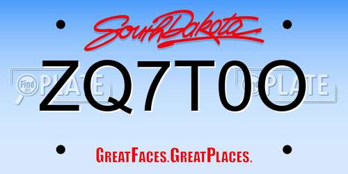 ZQ7T0O South Dakota License Plate
