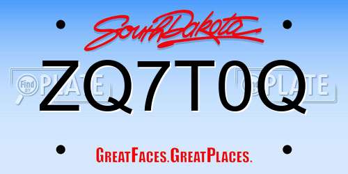 ZQ7T0Q South Dakota License Plate