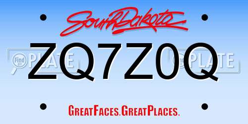 ZQ7Z0Q South Dakota License Plate