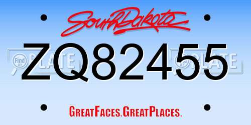 ZQ82455 South Dakota License Plate