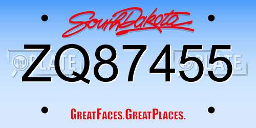 ZQ87455 South Dakota License Plate