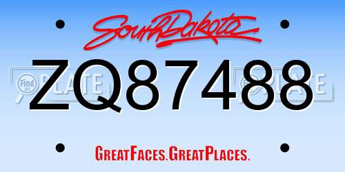 ZQ87488 South Dakota License Plate