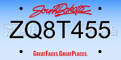 ZQ8T455 South Dakota License Plate