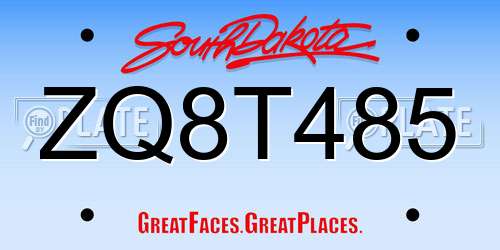 ZQ8T485 South Dakota License Plate