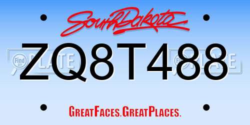 ZQ8T488 South Dakota License Plate