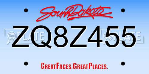 ZQ8Z455 South Dakota License Plate