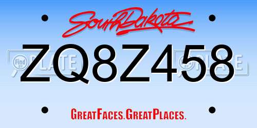 ZQ8Z458 South Dakota License Plate
