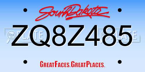 ZQ8Z485 South Dakota License Plate