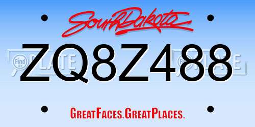 ZQ8Z488 South Dakota License Plate
