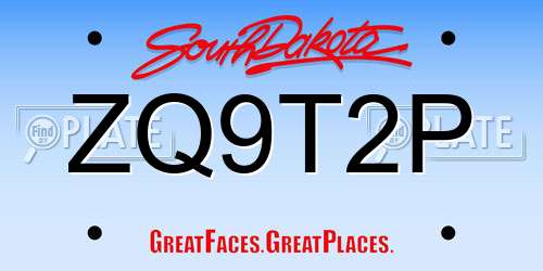 ZQ9T2P South Dakota License Plate