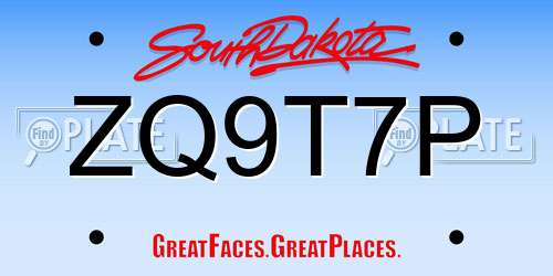 ZQ9T7P South Dakota License Plate