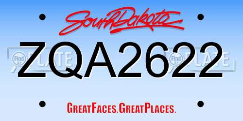 ZQA2622 South Dakota License Plate