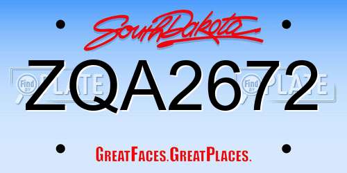 ZQA2672 South Dakota License Plate