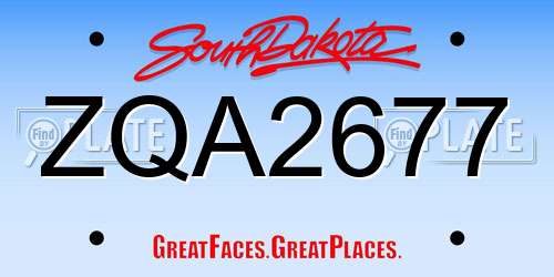 ZQA2677 South Dakota License Plate