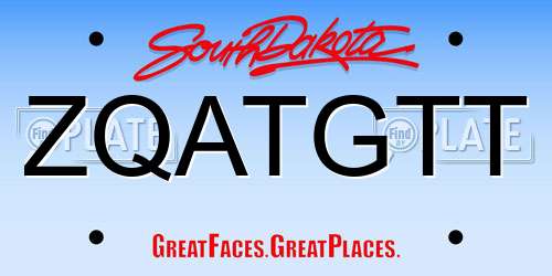 ZQATGTT South Dakota License Plate