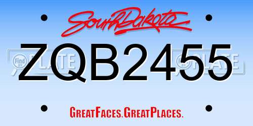 ZQB2455 South Dakota License Plate