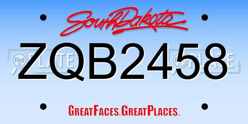 ZQB2458 South Dakota License Plate