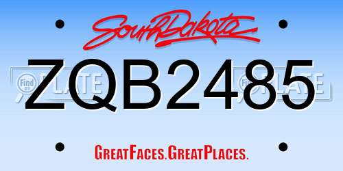 ZQB2485 South Dakota License Plate