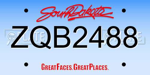 ZQB2488 South Dakota License Plate