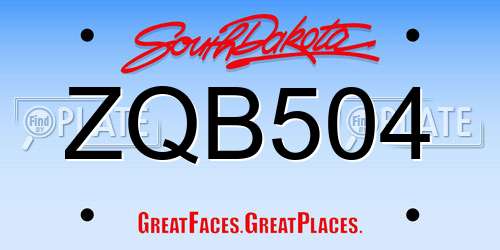 ZQB504 South Dakota License Plate