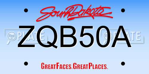 ZQB50A South Dakota License Plate