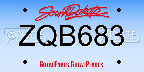 ZQB683 South Dakota License Plate