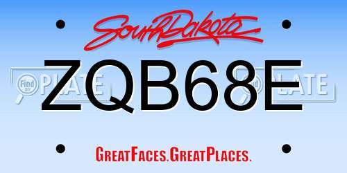 ZQB68E South Dakota License Plate