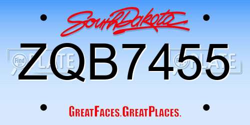 ZQB7455 South Dakota License Plate