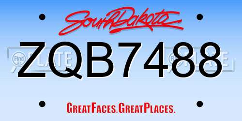 ZQB7488 South Dakota License Plate