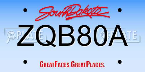 ZQB80A South Dakota License Plate