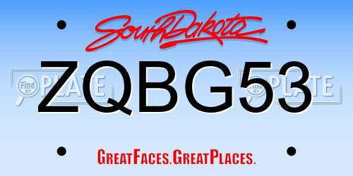 ZQBG53 South Dakota License Plate