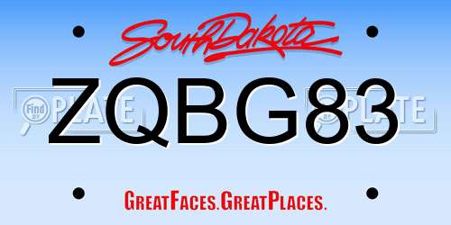 ZQBG83 South Dakota License Plate