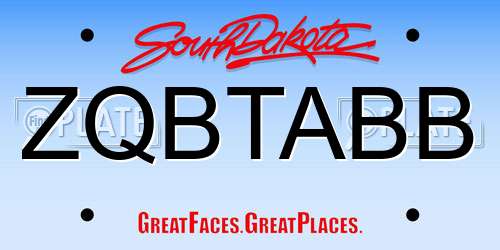ZQBTABB South Dakota License Plate