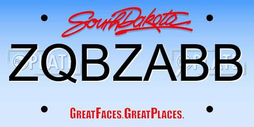 ZQBZABB South Dakota License Plate