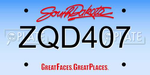 ZQD407 South Dakota License Plate