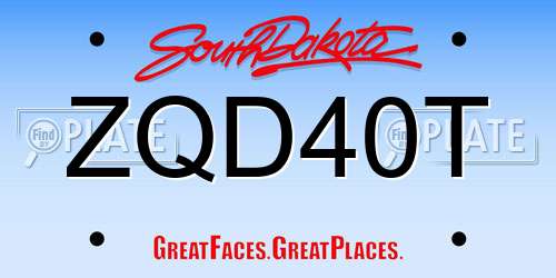 ZQD40T South Dakota License Plate